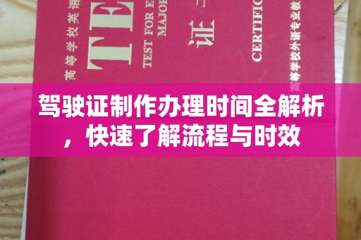 颍东驾驶证制作办理时间全解析，快速了解流程与时效